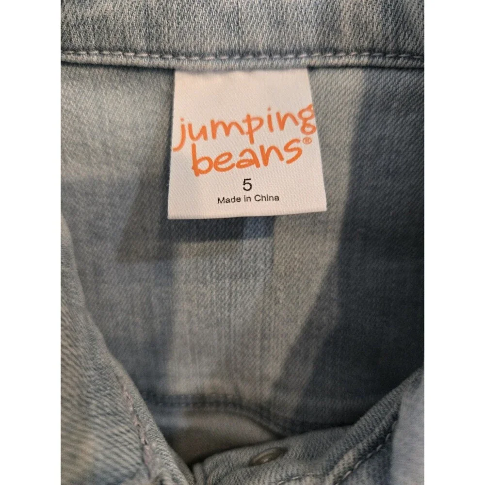 ​Jumping Beans Size 5 Denim Trucker Jacket Kids Girls Light Wash Mermaid Patch